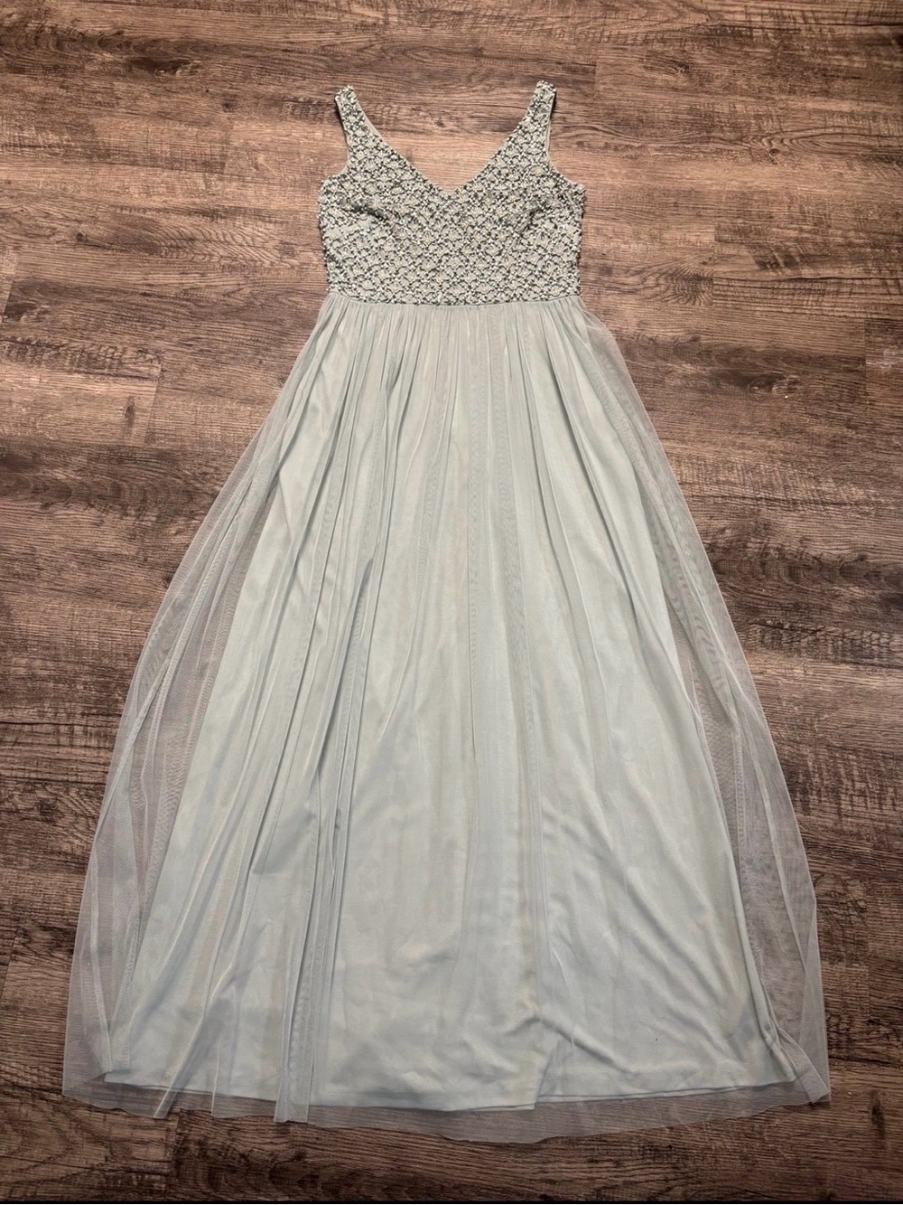 Adrianna Papell Light Blue Beaded Chiffon Dress - Picture 6 of 10